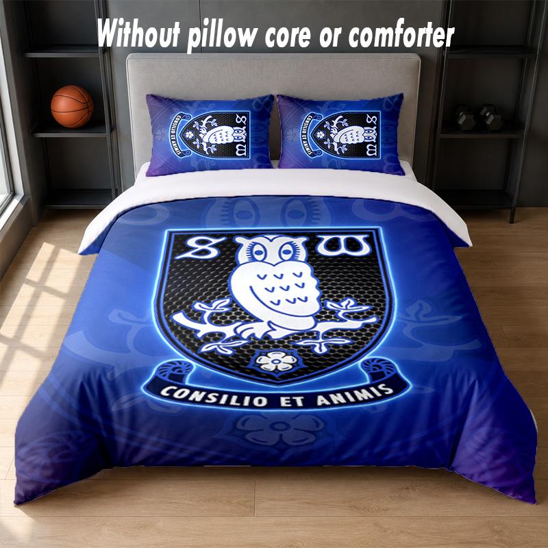 Sheffield Wednesday Football Design Bed Bedding Set 1 Duvet Cover + 2 Pillowcases Soft Breathable Household Bed Linens