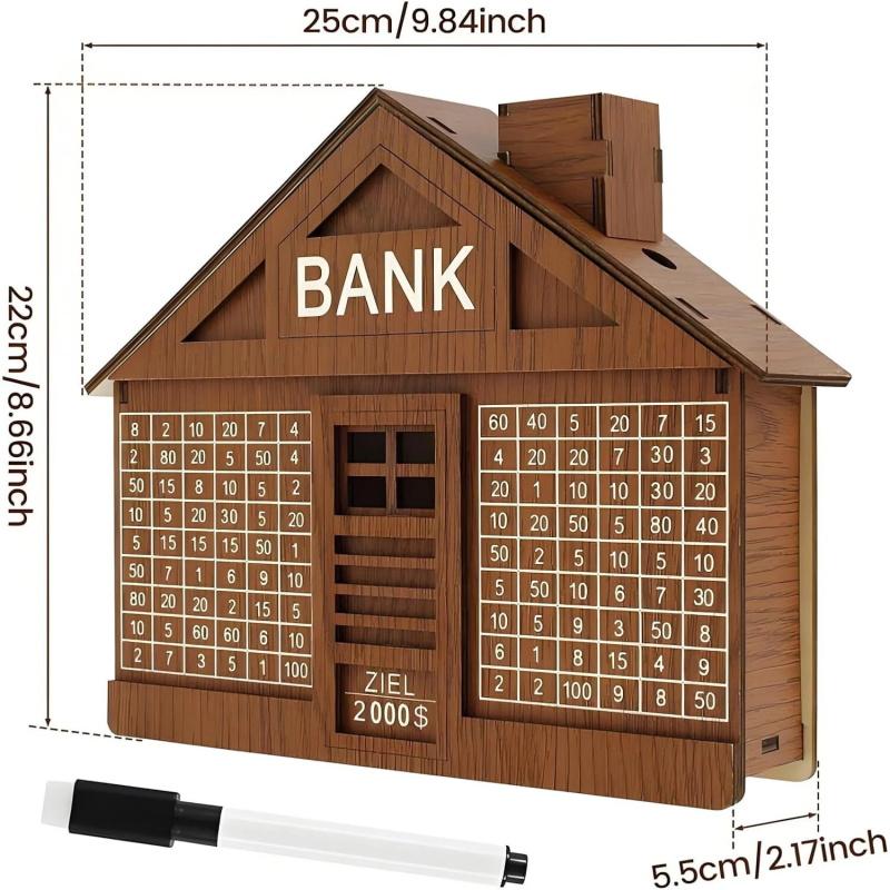 Wooden Money Bank With Counter Money Piggy Bank 10000 Saving Challenge Money Box