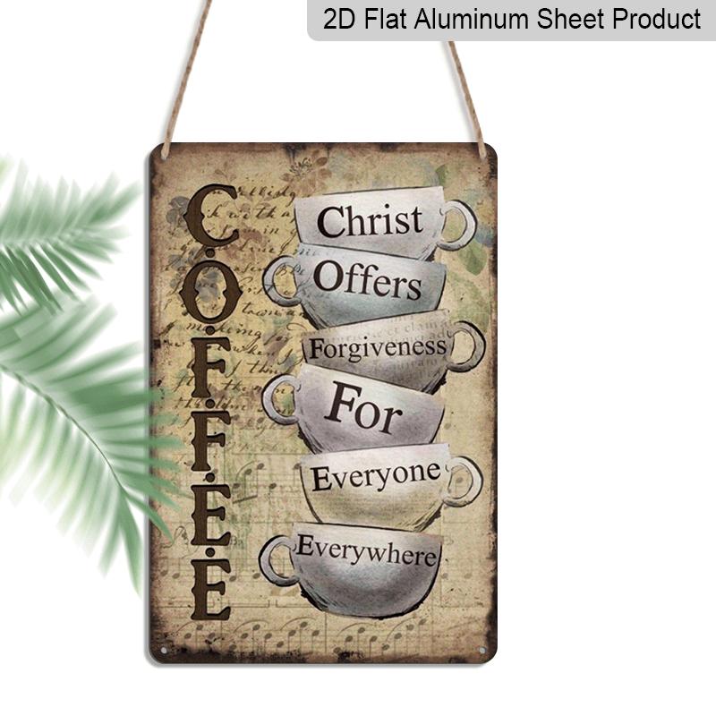 

2D Flat Coffee Themed Metal Sign, 12 * 8 Inch Coffee Aluminum Wall Hanging Art, Inspired Quote Logo, Coffee and Tea Decoration Sign & Plaque 20*30cm