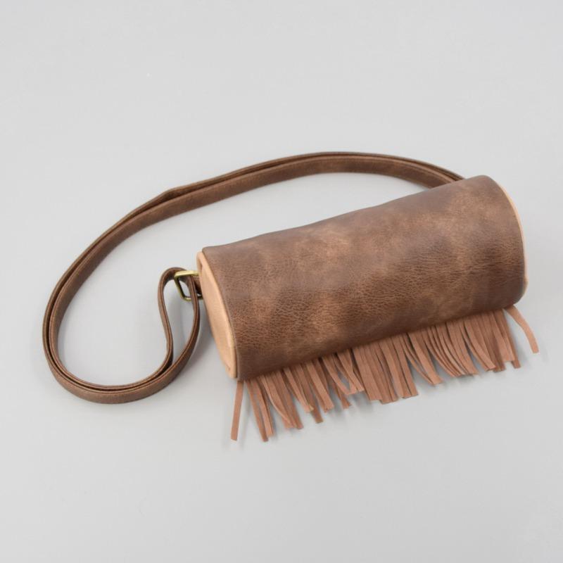 Minority Cylinder Bag Girls Crossbody Bag Ethnic Style PU Embroidery Cylinder Bag Retro All-in-one Fringe Shoulder Bag