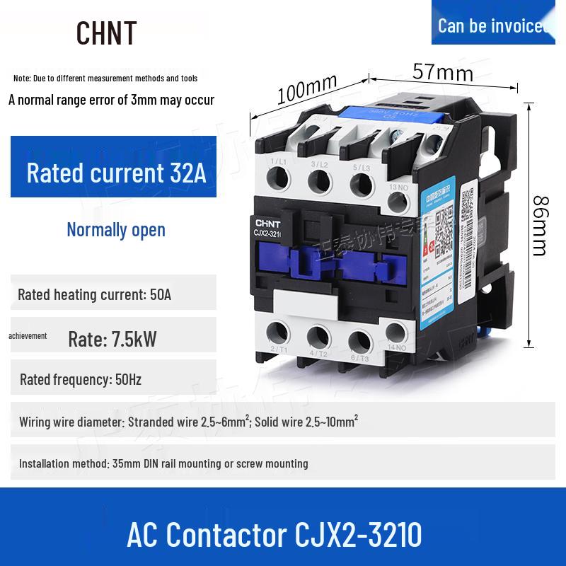Chint CJX2 Three-Phase AC Contactor, 220v/380v, 95/6511, 12/18/321080/4011