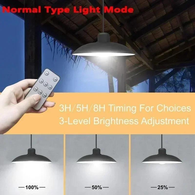 Solar Pendant Lamp Outdoor Waterproof Chandelier Light Hanging Shed LED Decorations with Remote Control for Indoor Shed Barn Roo