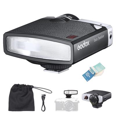 Godox Lux Junior Retro Camera Flash Strobe with 28mm Focal and Compatible with and Olympus Clip-on GN12, 6000K, Length, Speedlight, Sony, Canon,