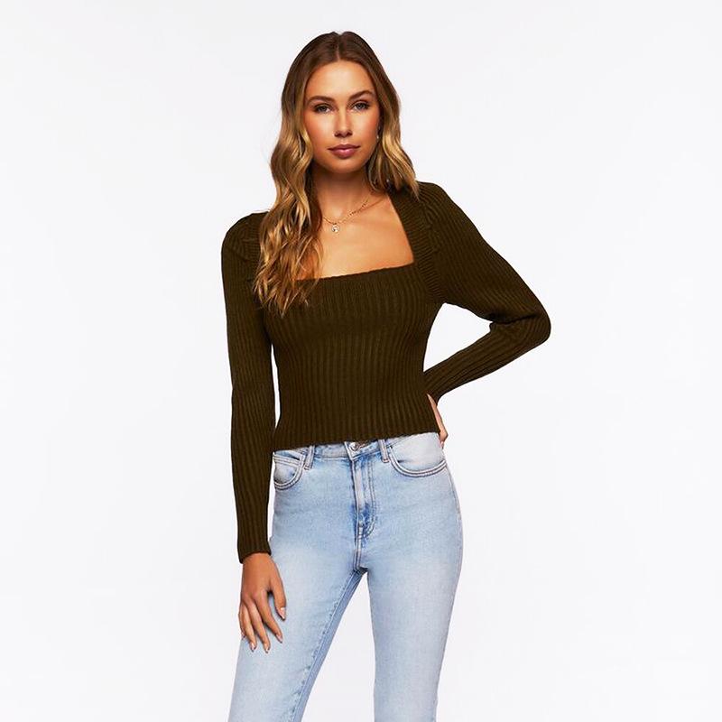 2023 Autumn/Winter Slim Fit Long Sleeve Knit Sweater with Butterfly Tie Back