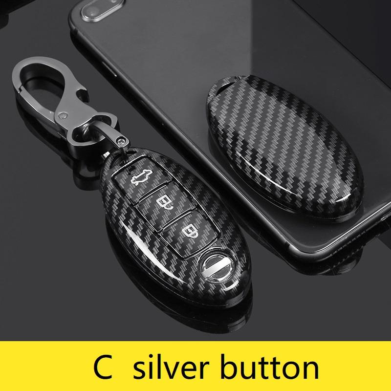 Interior Mouldings Glossy Carbon fiber ABS Car Key Case Fob Cover For infiniti FX35 FX37 FX50 G25 G35 G37 JX35 M35 M37 M45 Q70