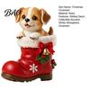 Dog Lover Christmas Gifts Puppy in Santa Boot Resin Figurine, Cute Holiday Tabletop Decor with Boots Figurine Bow Bell Holly, Festive Home Shelf