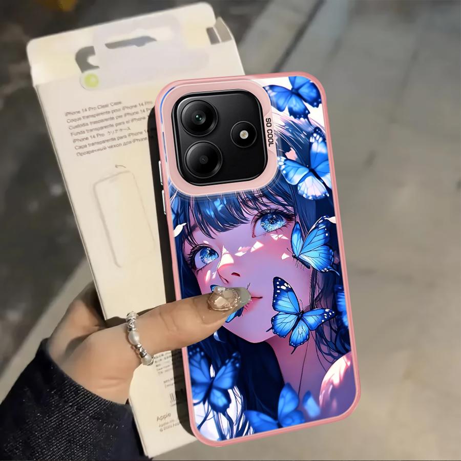 Case for Xiaomi Poco F4 F3 GT C50 C51 X3 Pro X5 X3 NFC Back Phone Cover Cartoon Butterfly Girl
