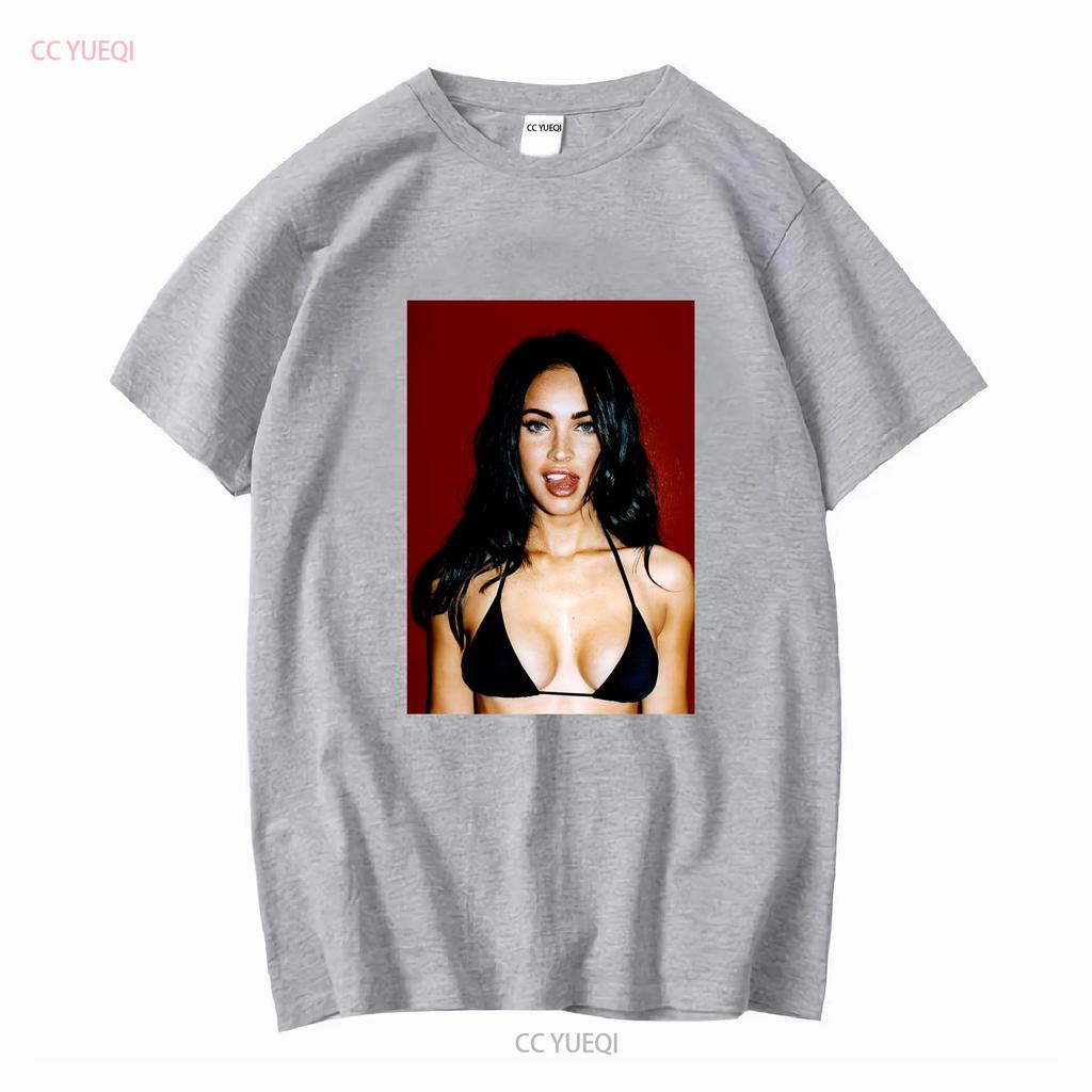 Megan Fox T Shirt Long or Short Sleeves Vintage Washed Casual Graphic Top For Everyday Wear Versatile Stylish Streetwear Homme