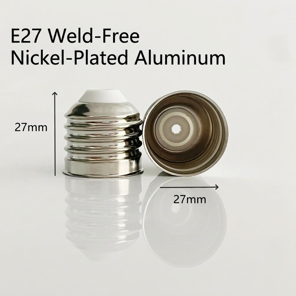 Solder-free Metal Screw Lamp Base E27 E26 B22 Nickel-plated Lamp Holder Replacement for LED Bulb Lighting Fixture