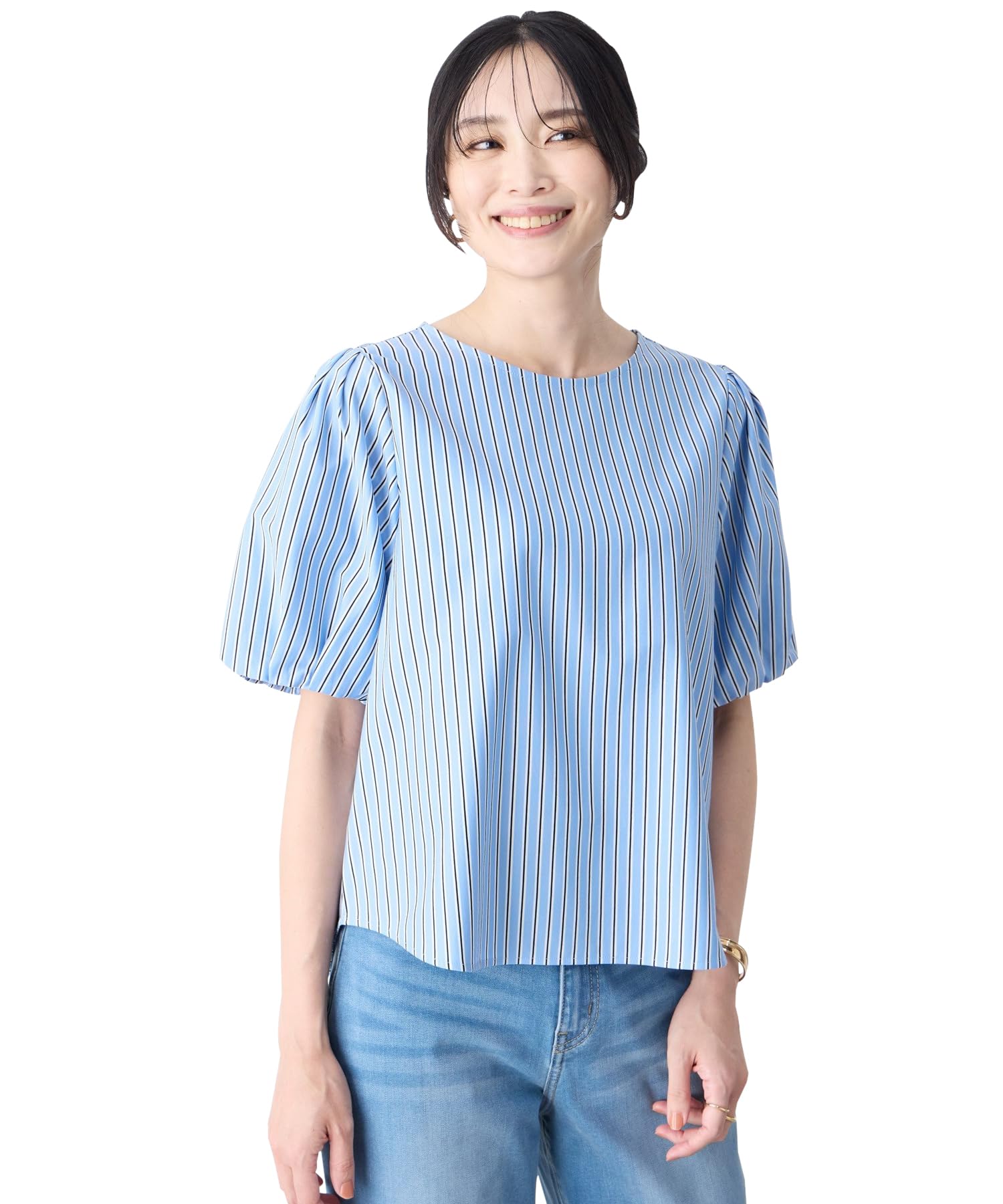 

AC by Alpha Cubic Striped Jacquard Blue Blouse, Women s, 353803,