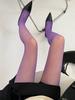 Collant Multicolore Donna Moda Estiva Sexy Rete da Pesca Collant Brillanti Rete di Cristallo Calze in Nylon Traforate Traspiranti Collant da Donna
