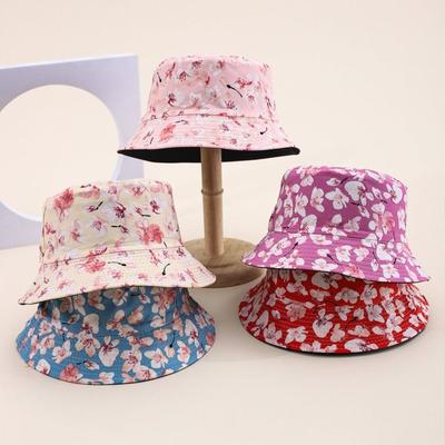 Small Flower Full Print Bucket Hat Spring And Summer Outdoor Sunshade Sun Hat Couple Double-Sided Basin Hat Woman