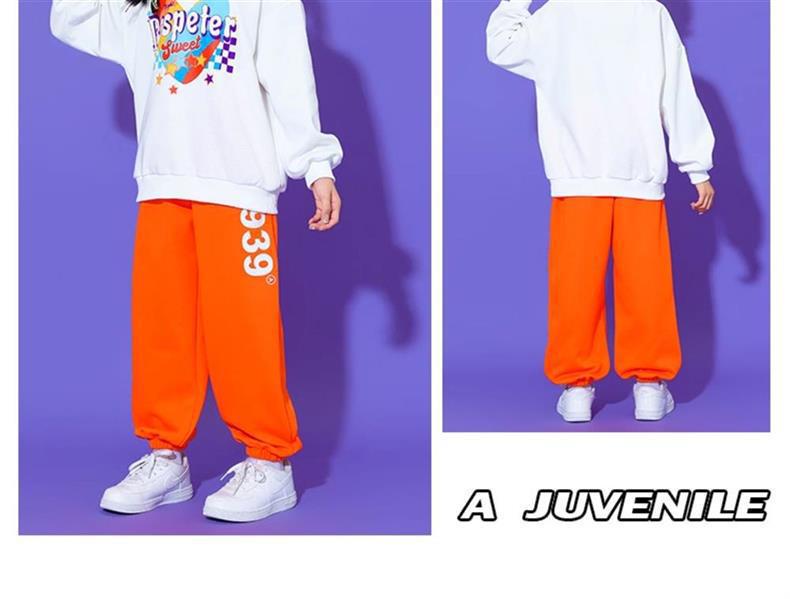 Buntes Herz-Orange Langarm-Sportfestkostüm für Kinder