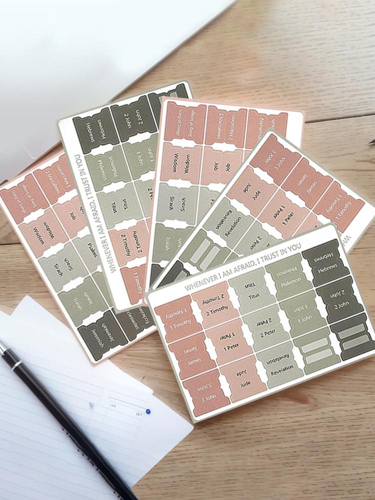 5 Blatt Selbstklebende Papierregister Lesezeichen-Aufkleber Großdruck Laminiert Bibelregister Lernmaterial Dekorative Etiketten Lernwerkzeug