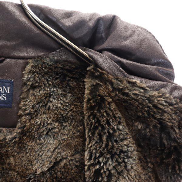 ARMANI JEANS fake leather jacket USA 4 Dark brown Fur lining Men's Used