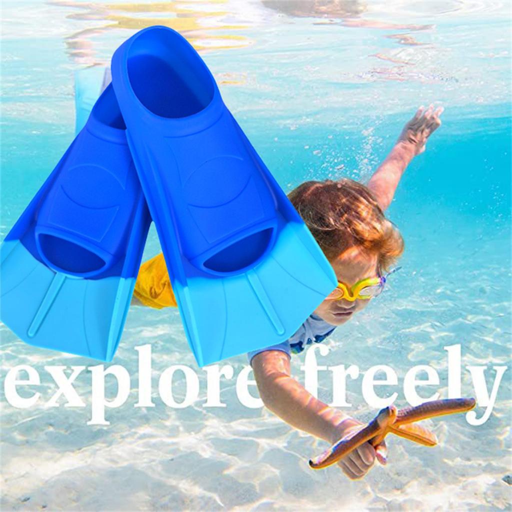 Swimming Fins Short Floating Training Fins For Kids And Adults, Rubber Pool Fins For Swimming Diving - 1 Pair