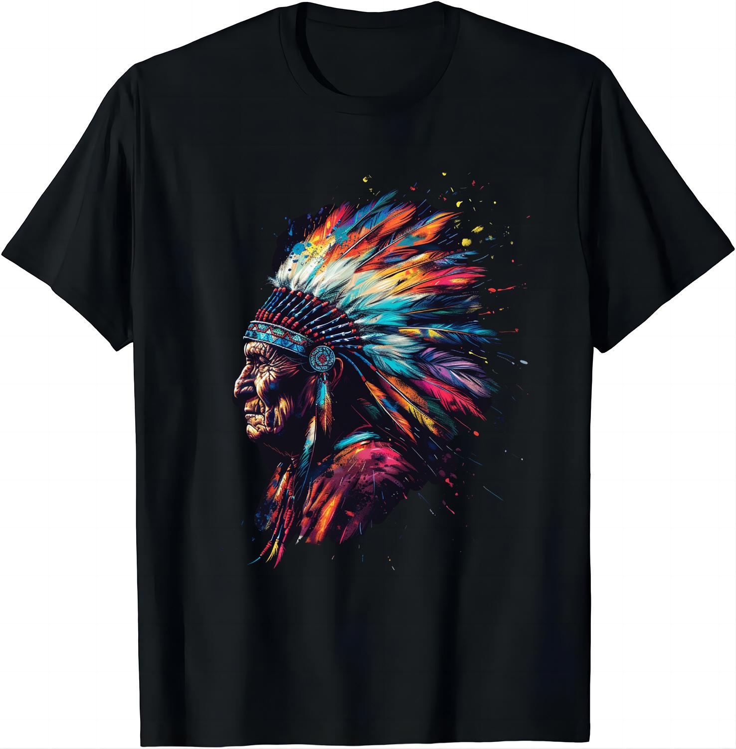 

Funny Birthday Gift Native American Indian Headdress Graphic Tees Men Women T-Shirt Men Clothing Streetwear Camisetas XL