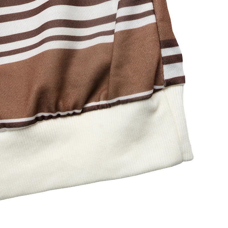 Womens Oversized Retro Striped Polo Collar Sweatshirt Fall Winter 2026 Loose Fit Long Sleeve Casual Top