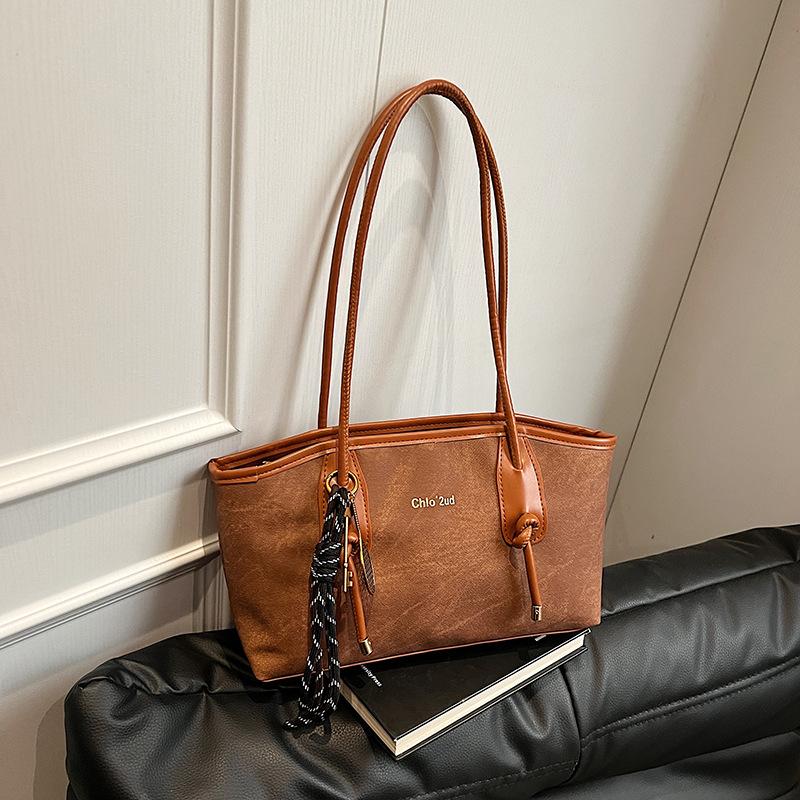 Trendy commuter bag women's 2025 new retro popular fashion shoulder bag texture casual versatile tote bag