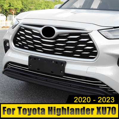 Nálepky na ozdobný kryt přední mřížky auta z nerezové oceli pro Toyota Highlander XU70 Kluger 2022 2023 Hybrid