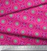 Soimoi Red Japan Crepe Satin Fabric Mandala Geometric Print Fabric by the Metre 42 Inch