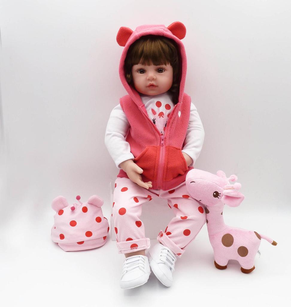 48cm Cloth Body Fawn Short Curly Hair Reborn Doll Toy
