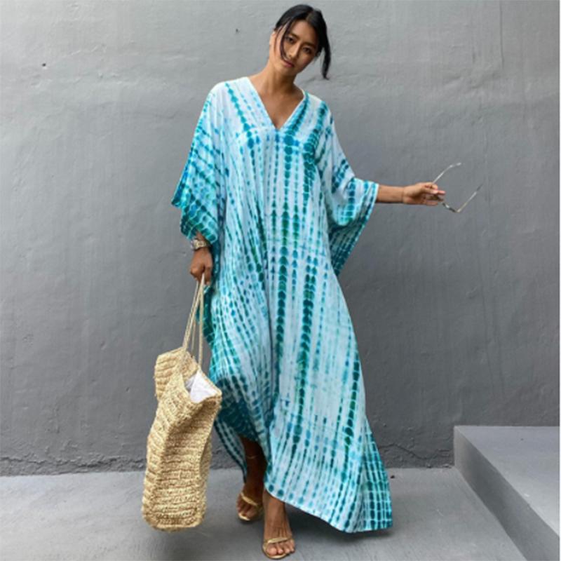 Šaty Bohemian Beach Kaftan pro ženy Barva na kravatu Letní Maxi Župan Letní Plavky Přikrývky Sváteční plavky