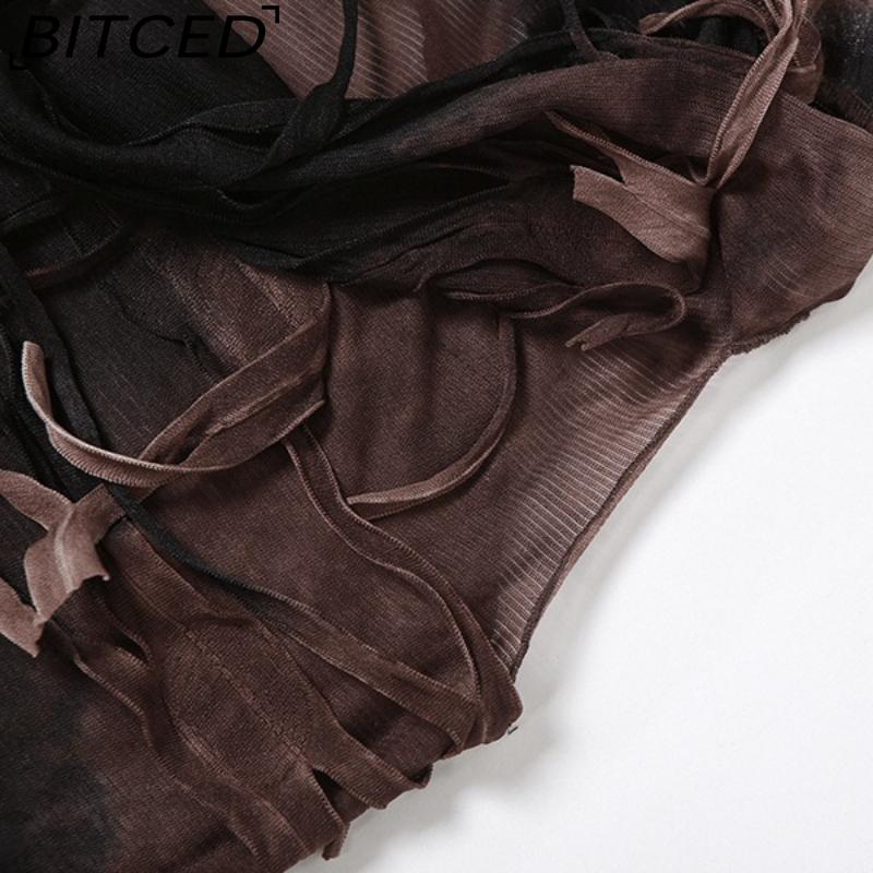 BITCED Summer Women's Solid-Color Slim-Fit Streetwear U-Neck Sleeveless Split Dress