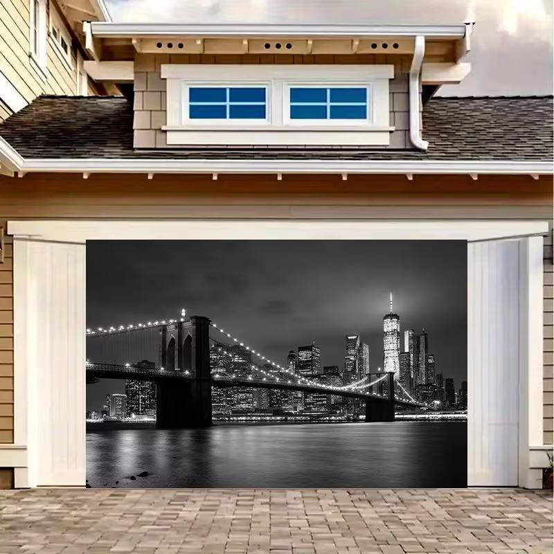 2D Monochrome NYC Backdrop, Brooklyn Bridge Photography Background