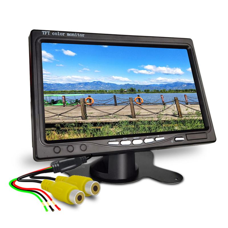 HD 7 Inch Car TFT LCD Mirror Monitor Vehicle Parking Screen 2 AV Input Auto Display Assistance Used for Rear View Backup Camera