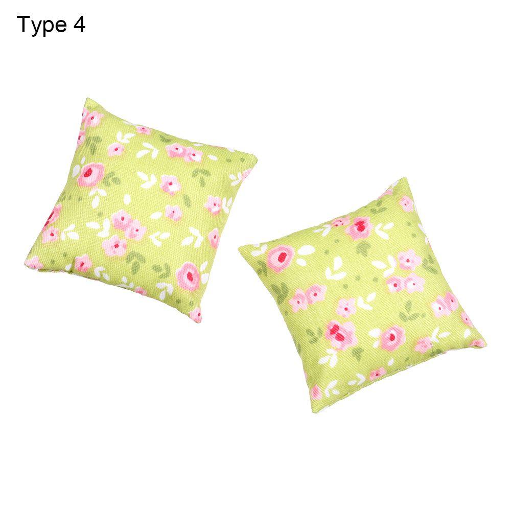 Couch Sofa Toys Furniture Mini Dollhouse Pillows Doll Accessories Floral Printed Miniature Cushions