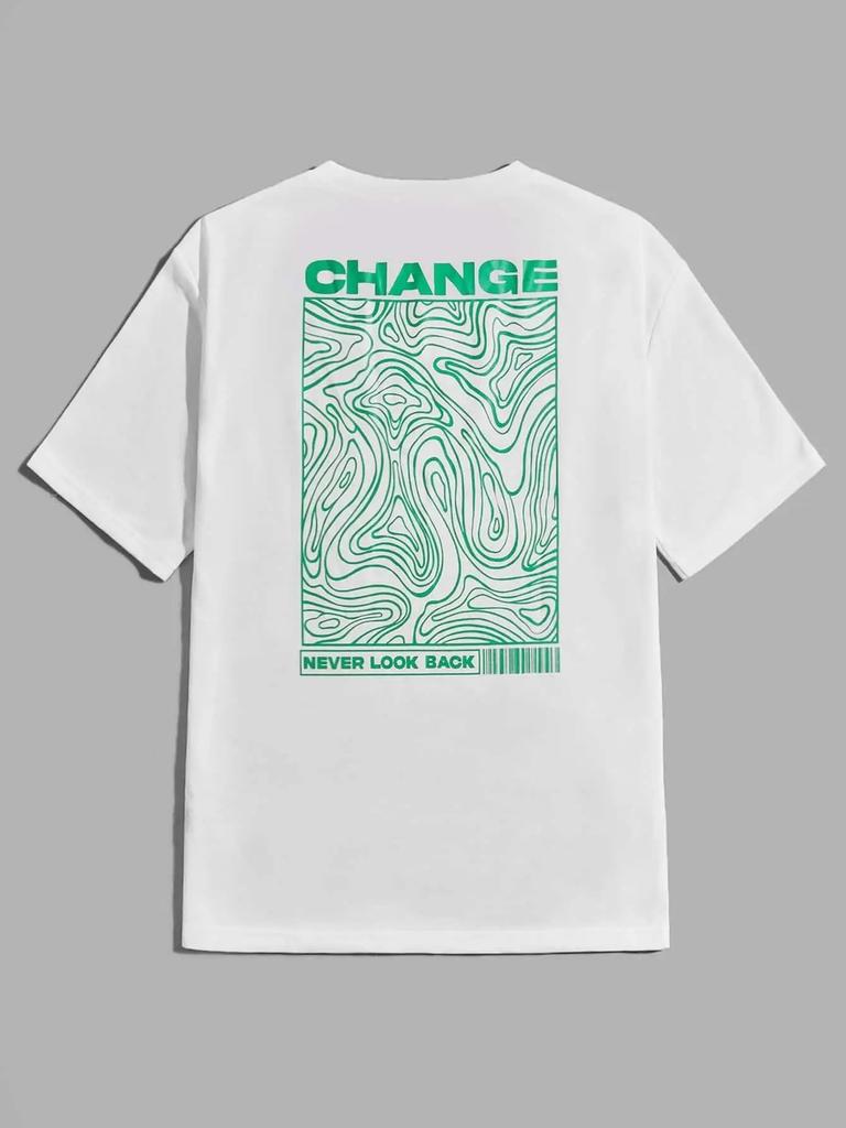 Change Never Look Back Street Graphic Mens Cotton O-Neck T-Shirt Summer Loose Oversize Clothing Breathable Brand T-Shirts