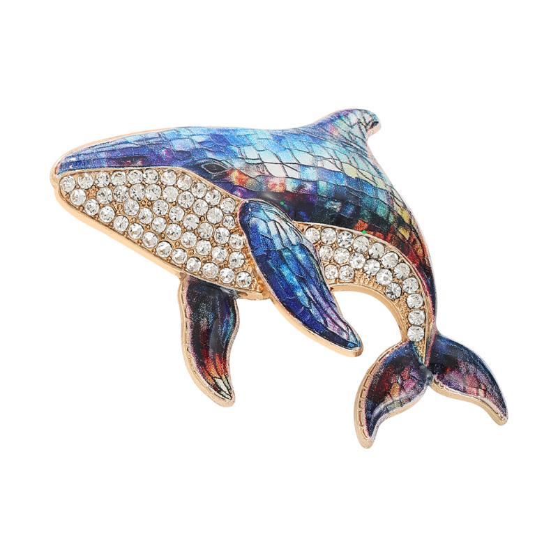 1 Pezzo Adorabile Spilla Pesce Marino Animale a 4 Colori Spille Balena con Strass per Vestiti da Donna Spille per Zaino Regali
