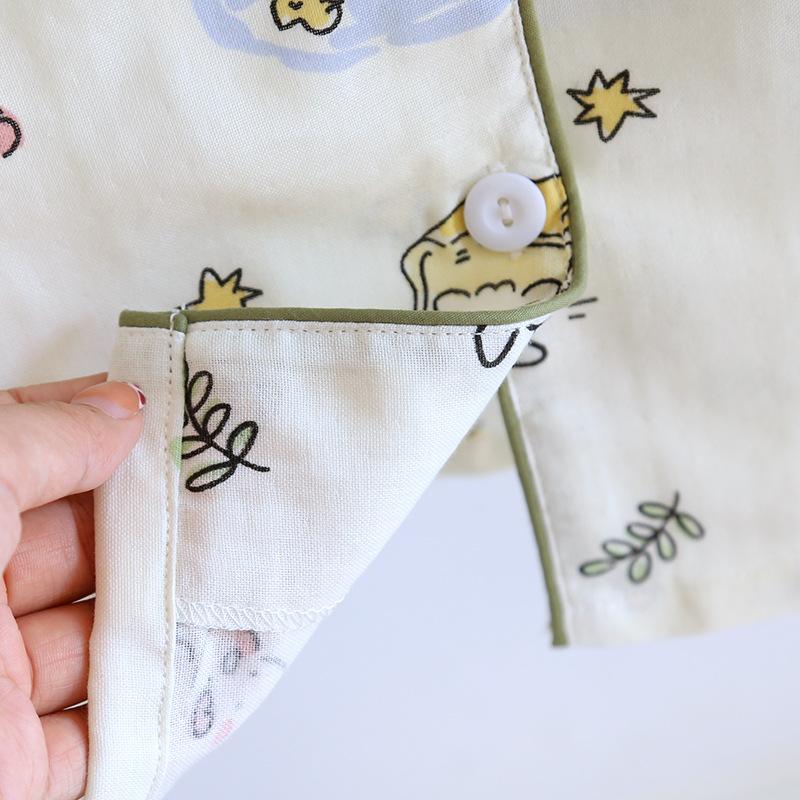 New Summer Pajamas Three Piece Set 100% Cotton Pajamas Short Sleeves+Shorts+Long Pants Thin Cute Sweet Home Furnishing Set