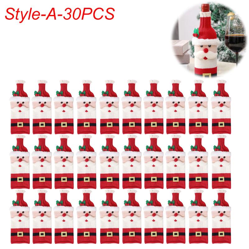 Vánoční sada obalů na láhve Santa Sněhulák Tkané sáčky na láhve na vánoční večírek Dekorace jídelního stolu Novoroční dárky