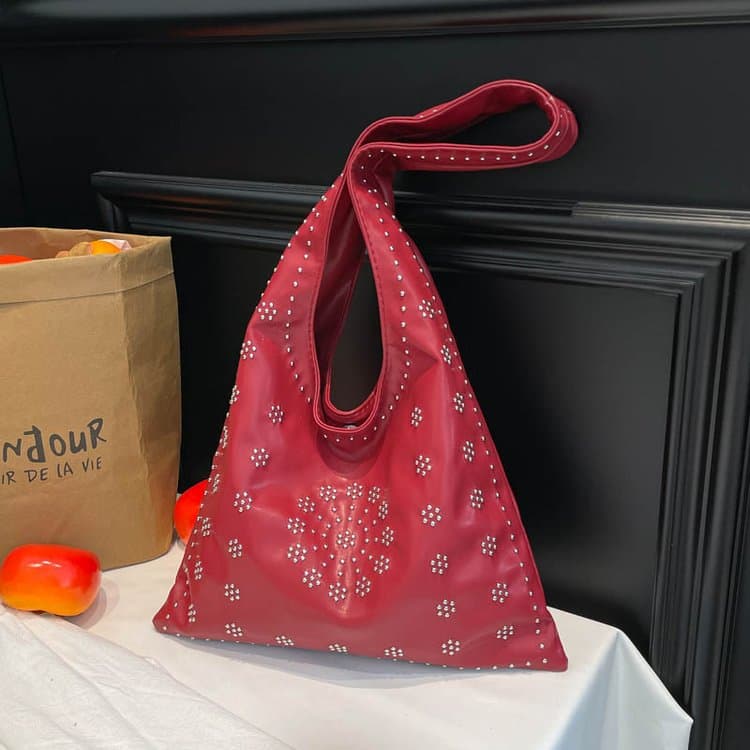 Rivet Flower Hollow Tote Bag Women's Shoulder Handbag