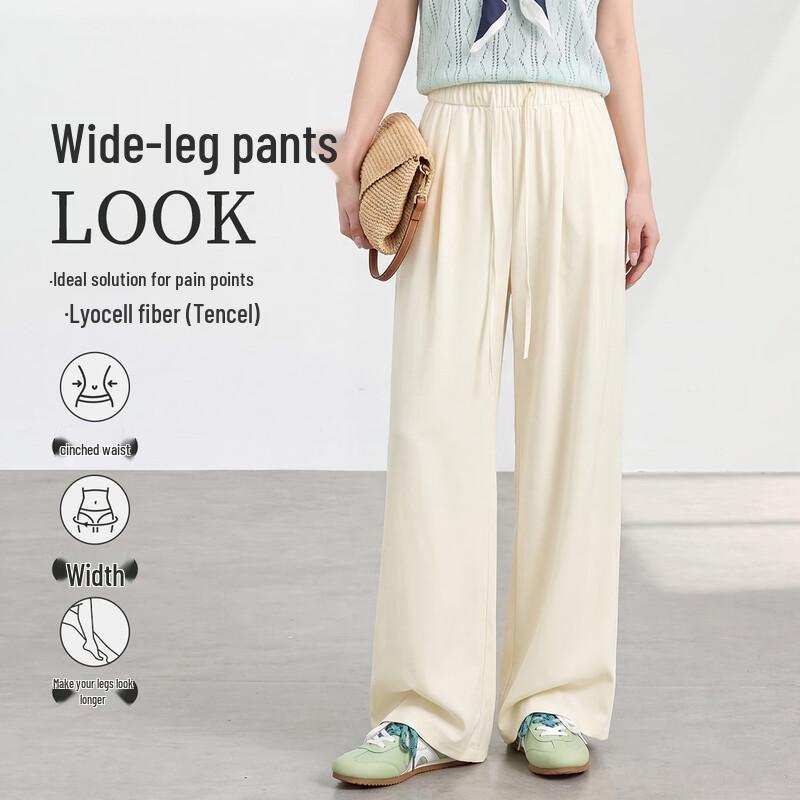 FivePlus Women s Draped High-Waisted Straight-Leg Casual Pants M