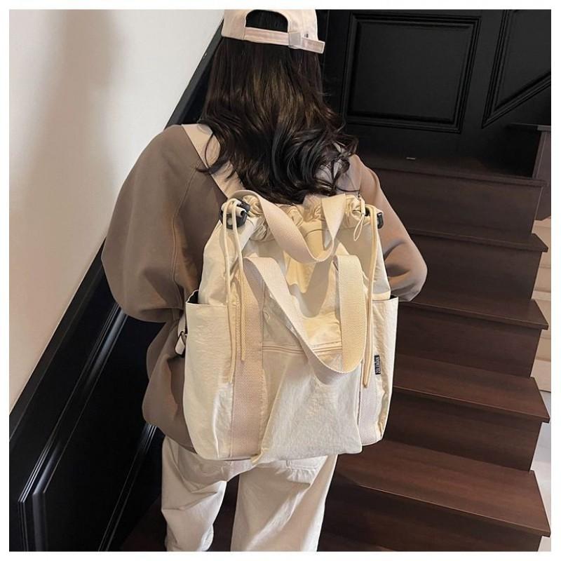 

Multifunctional Canvas Backpack Women s Storage Shoulder Bag Large Capacity Commuting All-matching Simple Cross-body 31x15x36 покинуть белый
