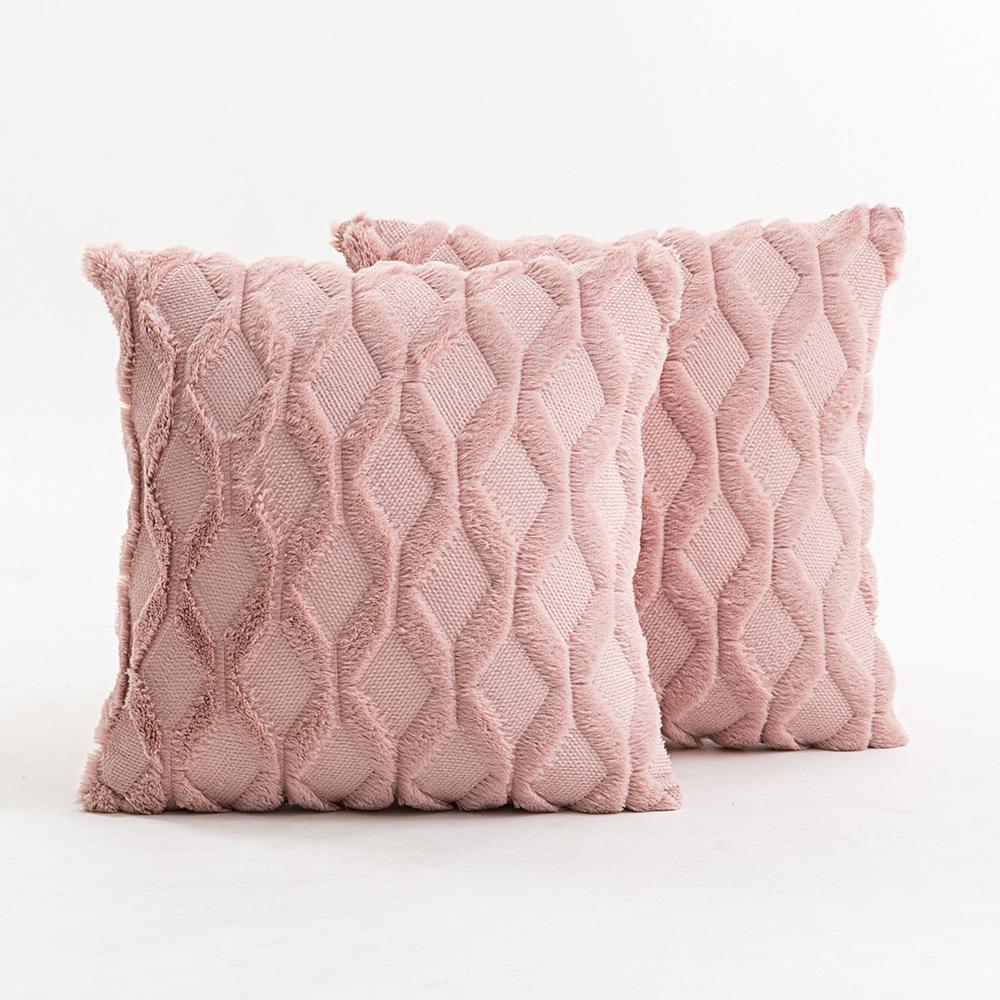 Ins Style Embroidered Plush Diamond Lattice Pillow Case Solid Color Soft Bedside Office Pillow Waist Pillow Premium 45 * 45cm