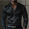 Camisas de Manga Larga con Estampado de Lunares para Hombre Cárdigan Casual Botón Nuevo Moda Festiva Camisas