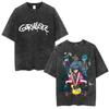 T-shirt Nera Oversize Vintage Lavaggio Acido Grafica Fronte/Retro Vulcano & Sole Gojira | Maglietta Merch Streetwear per Fan della Band Progressive Metal