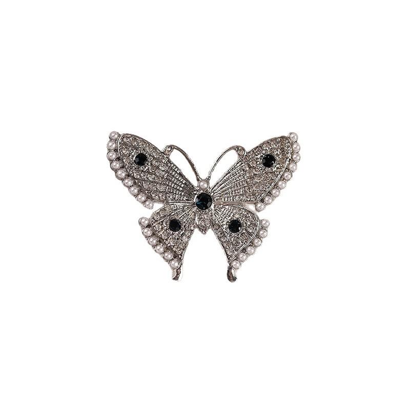 Pearl Rhinestone French Butterfly Brooch with A Sense of High-end, Light Luxury and Elegant Style