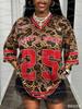 Nr. 25 Modisches Sportliches V-Ausschnitt Jersey T-Shirt für Damen Netzstoff V-Ausschnitt T-Shirt Sommer Harajuku Trend Kurzarm Streetwear Tops
