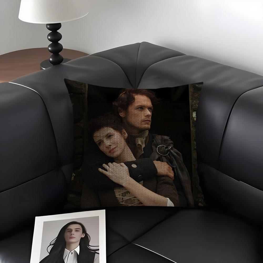 OOutlander Movie Cushion Cover Natural Linen Organic Fabric DoubleSided Printing Sofa Home Decor Gift Pillow Case