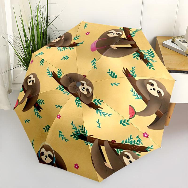 

1pc Sloth Print Umbrella Portable Home Essential Umbrella Folding Umbrella Durable Iron Frame yy251128052