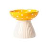 Elevated Cats Mushroom Shape Bowl Prevents Choking and Vomiting Cartoon Cats Feeding Dish Handcrafted Stand