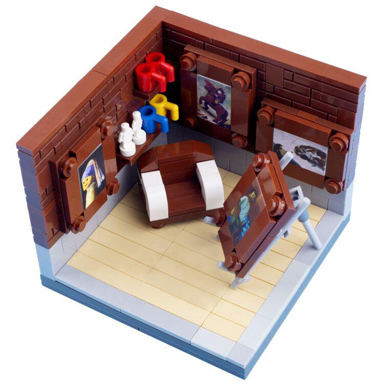 MOC City Church Bedroom Hospital Building Blocks Studio Christmas Cabin Mini Bricks Model Printed Figures Scene Kids Toys Gifts