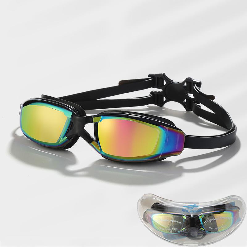 Plating Swimming Goggles Eyewear with Case Adults Professional Waterproof Anti Fog UV Shield Swim Pool Water Glasses Men Women