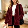 Women's Casual Velvet Button Front Jacket for Everyday Wear and Fashionable