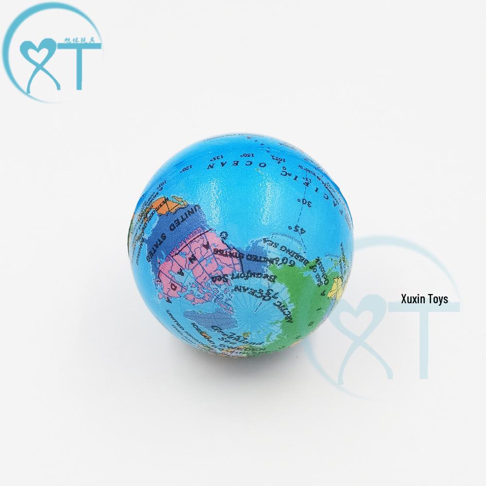 76mm PU Foam Globe Decompression Toy Ball for Kids